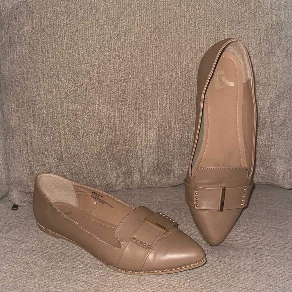 Tan & Gold pointed toe Ladies Shoes